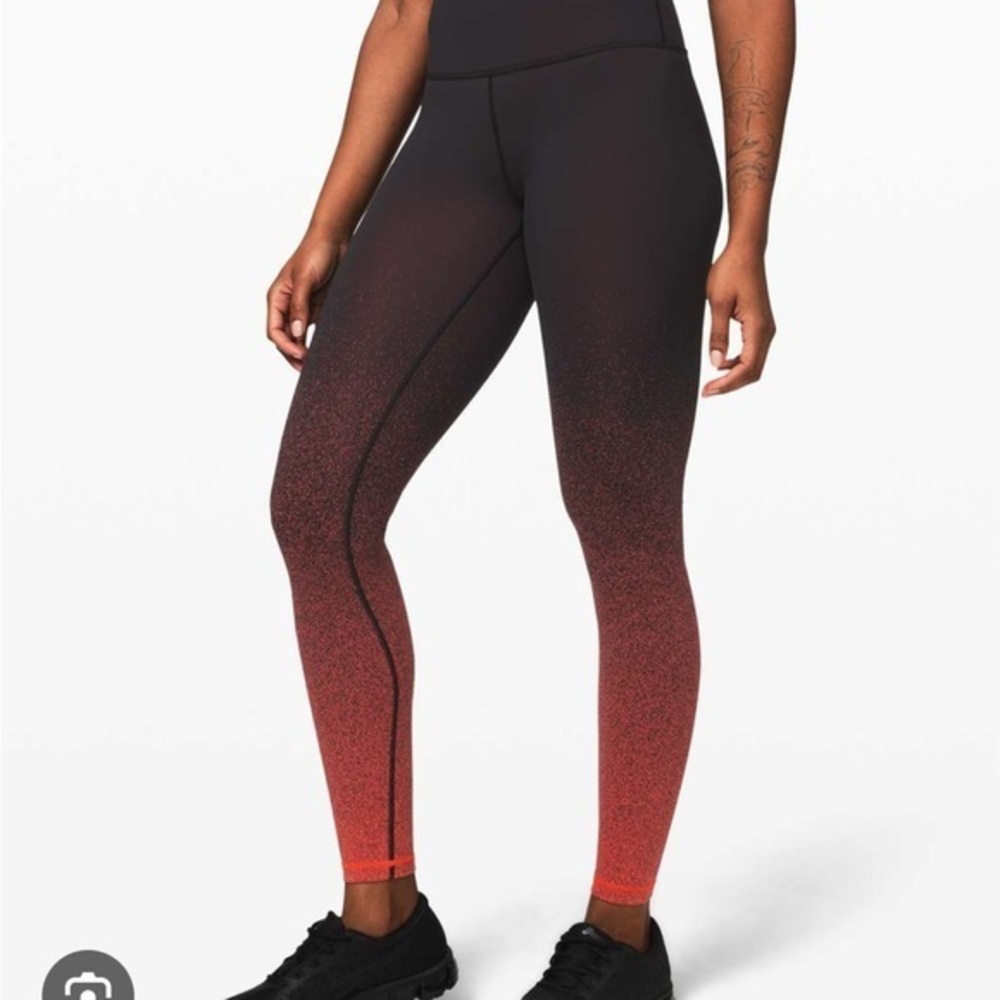 Lululemon Athletica Black and Red Gradient Leggings